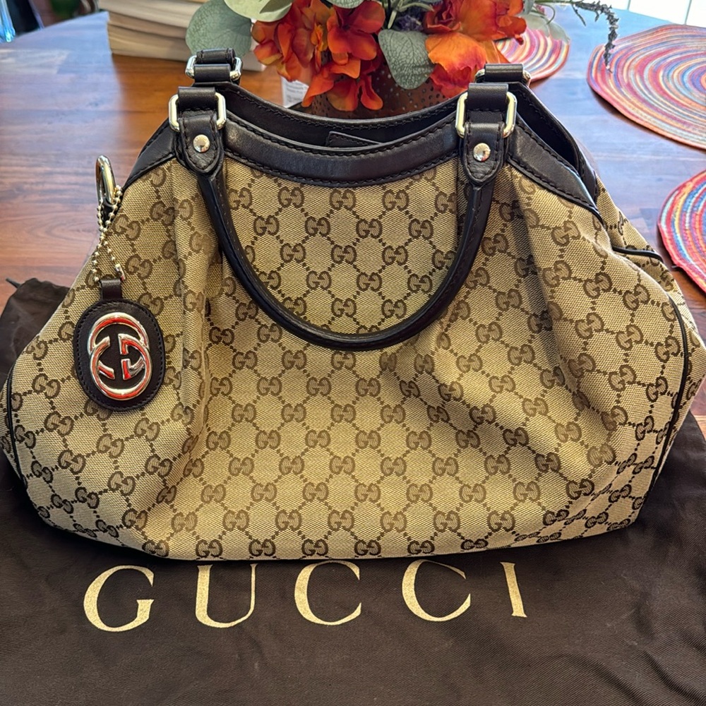 Authentic Gucci Sukey GG Canvas Bag